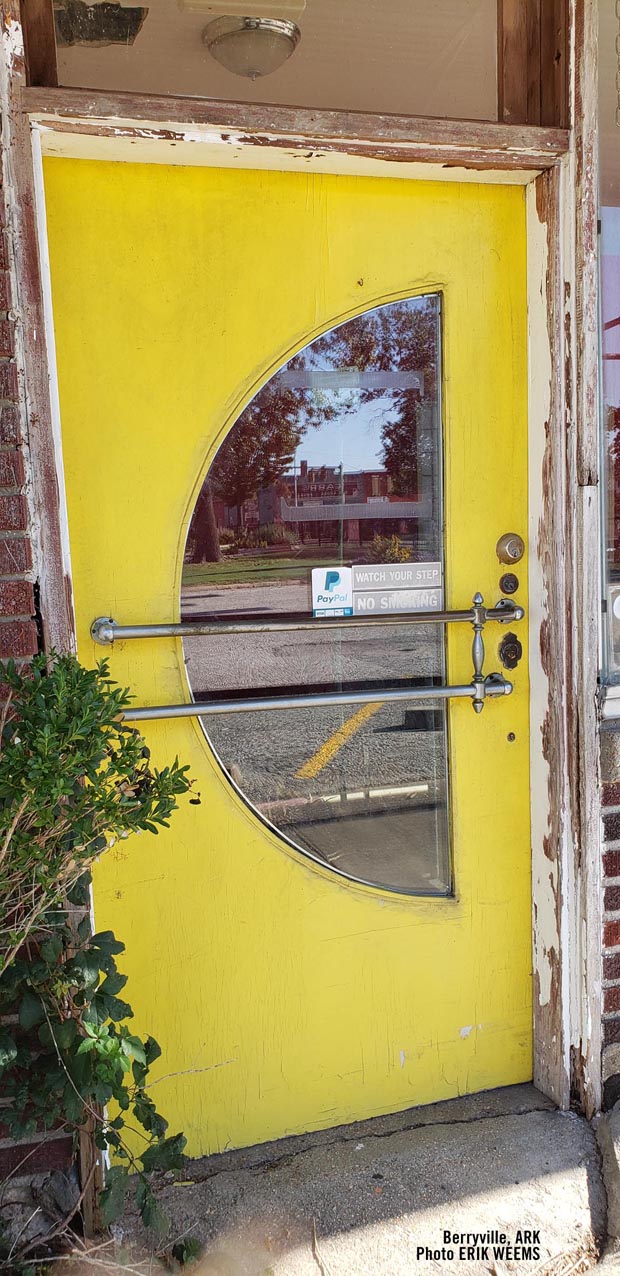 Door at the Ozark Cafe in Berryville Arkansas